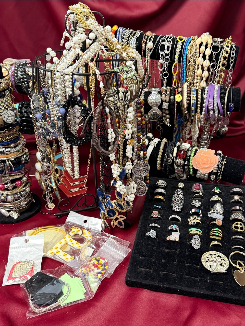 8 1/2 Pound Lot of Clean Wearable Jewelry Necklaces, Bracelets, Rings And More